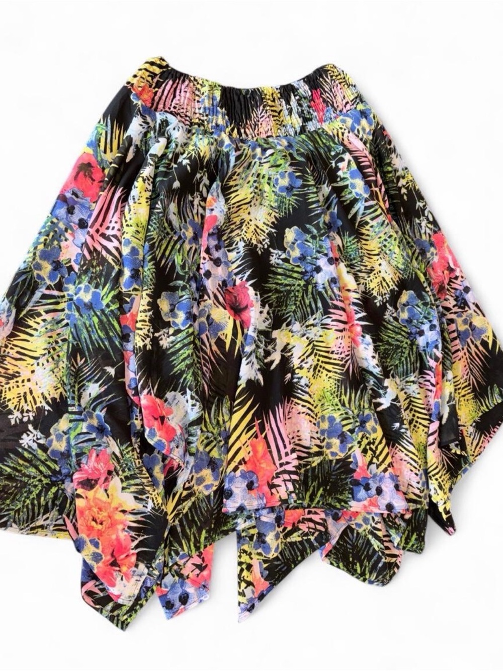 Mlle Gabrielle Black Tropical Floral Asymmetrical Skirt